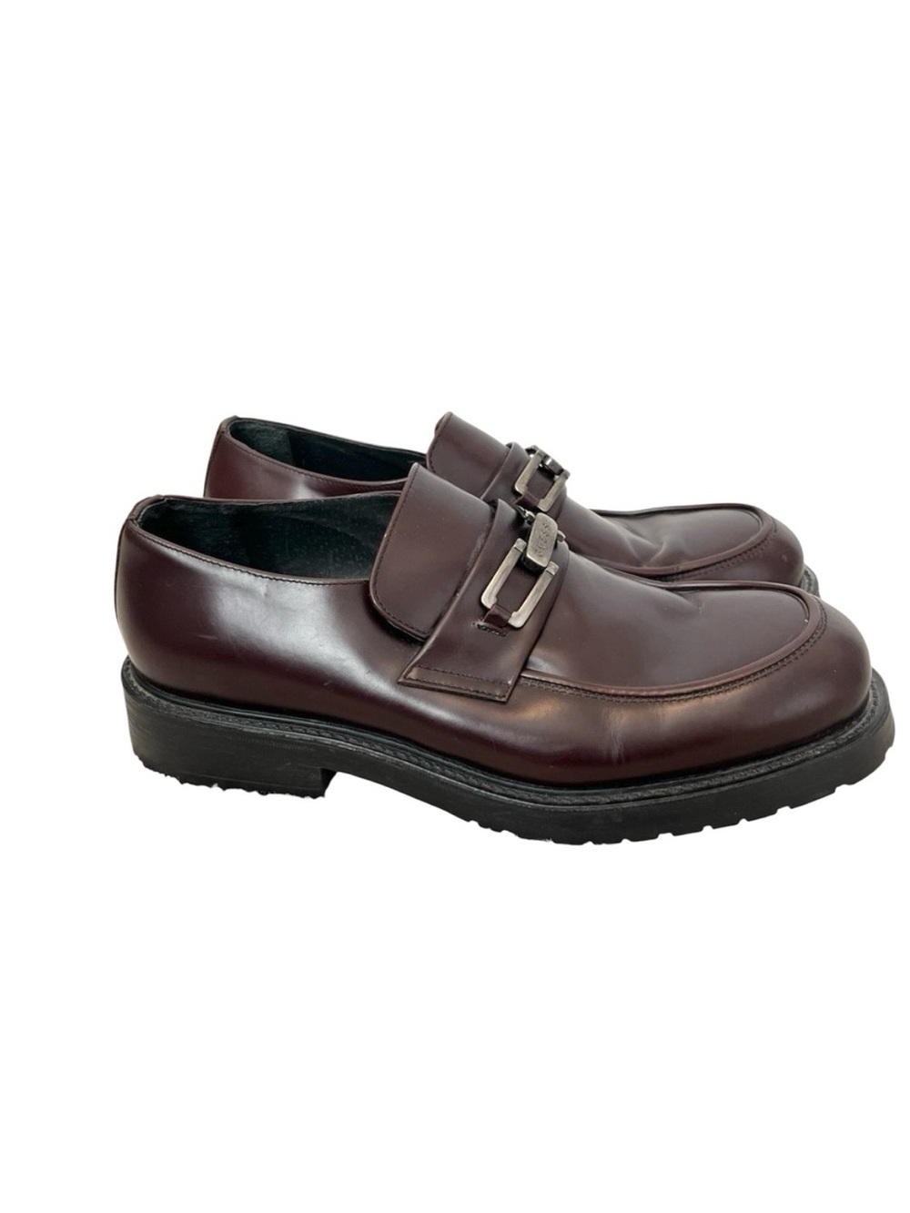 Guess Men's Brown Leather Buckle Loafers Size: 10 1/2
